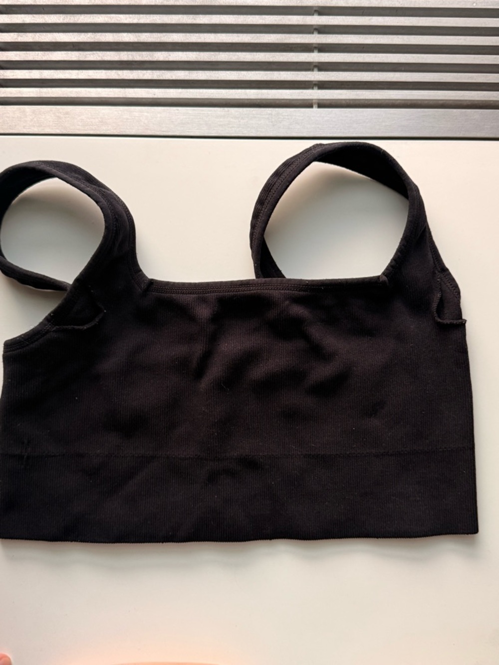 Black Ribbed Crop Tank Top